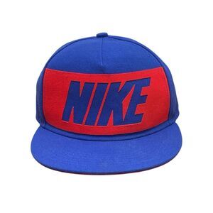 NIKE Large Logic Logo Snapback Hat Royal Blue & Red‎